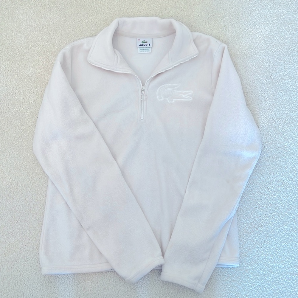 Cream colored Lacoste fleece pull over